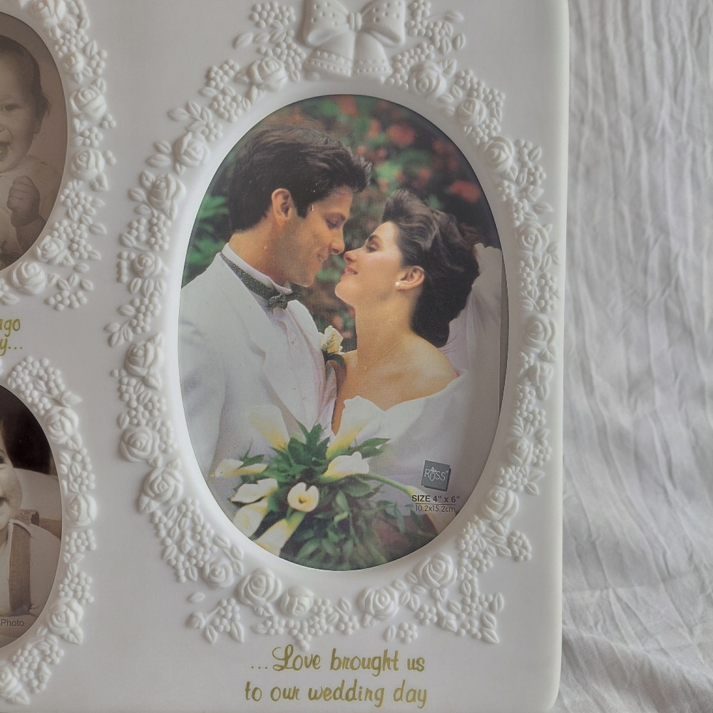 Russ White Floral Wedding Couple Photo Picture Frame - Picture 3 of 7